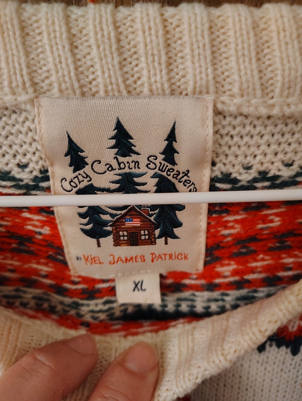 Kiel James Patrick Cream Fair Isle Sweater with Red Truck & Green Trees - Picture 2 of 3